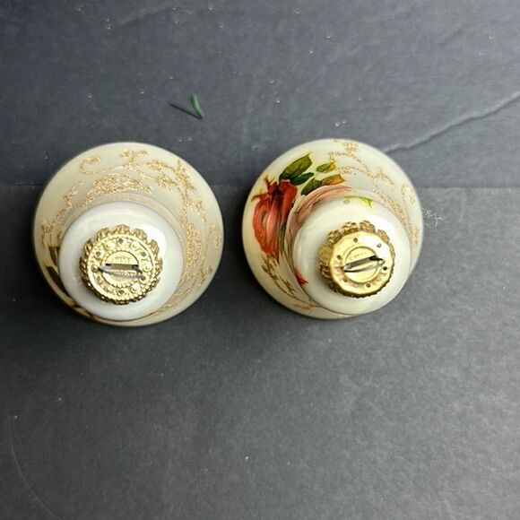 Two West Germany Christmas Bell Shaped Glass Ornaments Victorian Roses - Picture 8 of 11